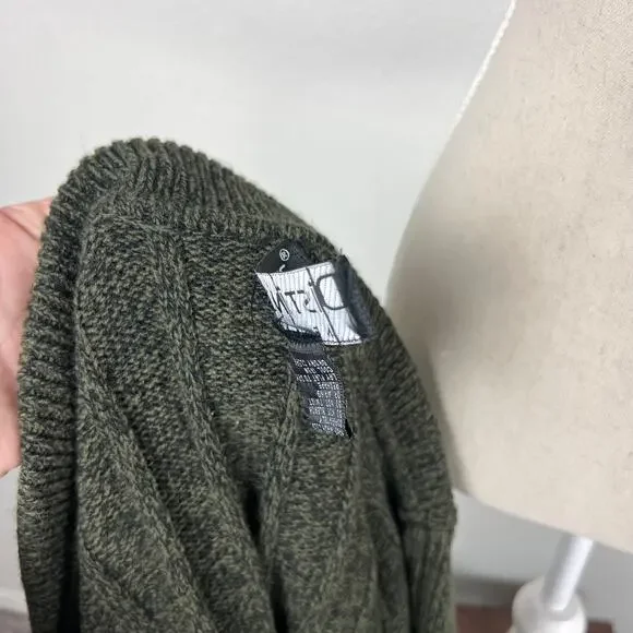 Vintage Distinctive Olive Green Belted Cardigan Dark Academia Cottagecore S - Picture 9 of 9